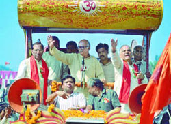 A file photo of Advani riding the rath to Ayodhya